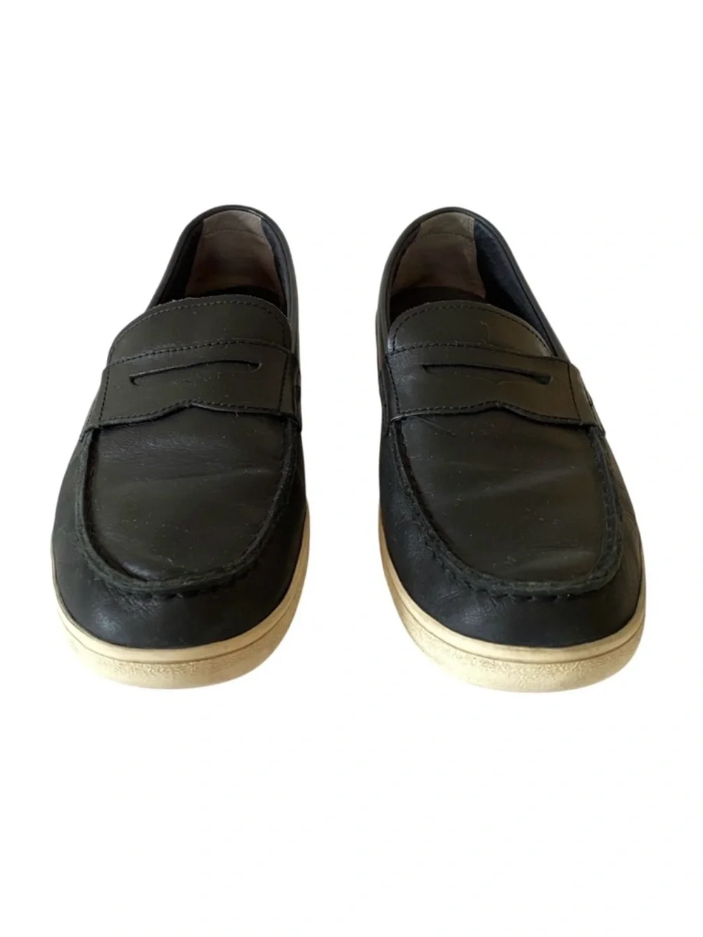Cole Haan Hyannis Black Leather Slip On Penny Loafers Sz 10